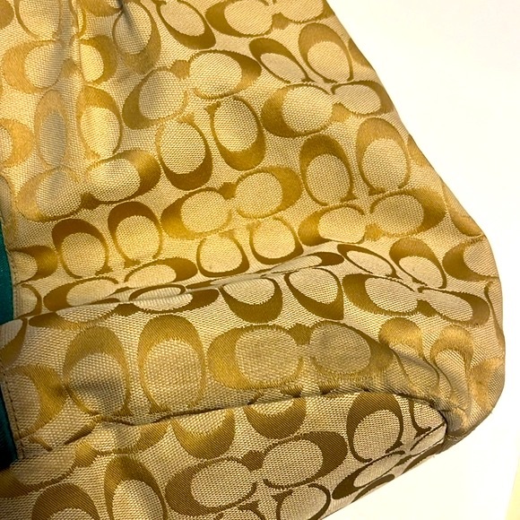 Coach Signature Khaki Emerald Stripe 12cm Devin Shoulder Bag - Picture 9 of 9